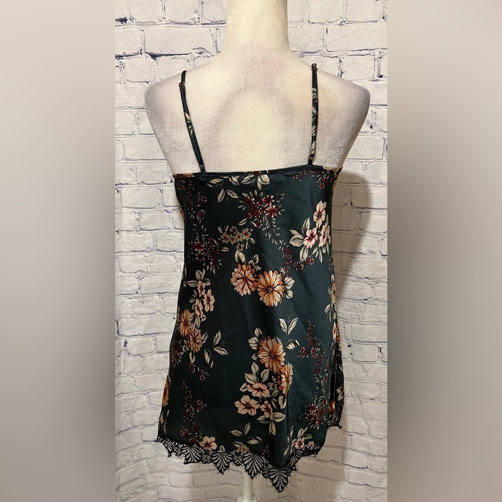 INC International Concepts Silky Chemise Gown Teddy Green Floral Size XS - Picture 6 of 9